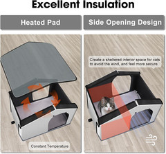 Heated Insulated Cat House for Indoor/Outdoor Use – Winter Shelter for Cats & Do