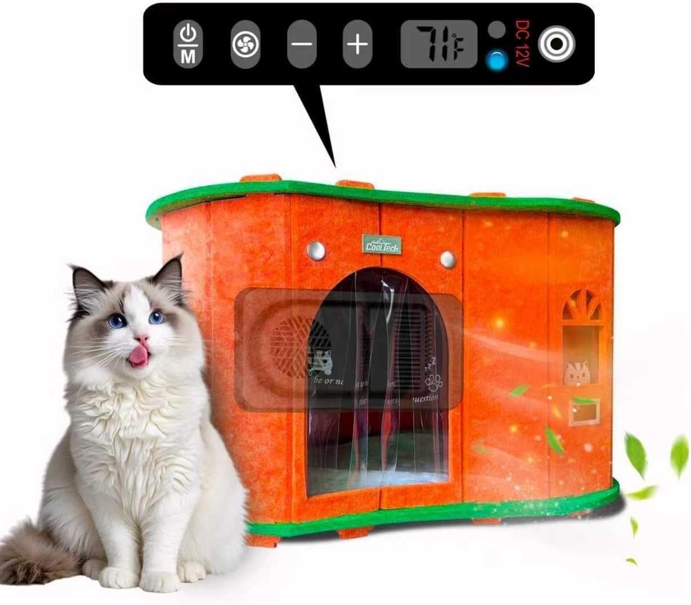 4-Season Thermo Pet House Warm Cool Quiet for Dogs Cats Up to 15lbs Orange