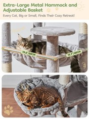76-Inch Cat Tree XXL for Large Cats, Giant Cat Tower with Scratching Board, E…