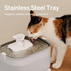 PETLIBRO Cat Water Fountain Stainless Steel Tray, 2.5L Fountain, White