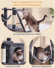 63in Large Cat Tree for Heavy Cats up to 22lbs,Anti-Wobble Tower w/Condo&Hammock