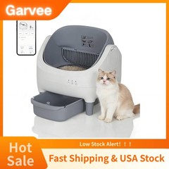 Open Top Electric Sifting Automatic Litter Box, Grey Self Cleaning Litter Box wi