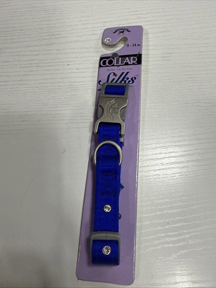 Silks Dog Collar, Blue 8-14in. Small Breeds