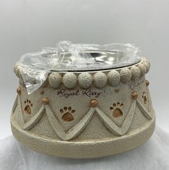 Grasslands Road Furry Friends Cat Bowl Cement/Resin & Metal IOB.