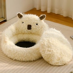 Pet House, Cat Dog Bed, Winter Warm Alpaca Fluffy Bed, Anti-Slip Bottom