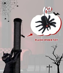 Gothic Cat Scratching Post with Spider Dangling Toys for Indoor Cats, Hallowe…
