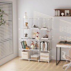12-Cube Storage Organizer, Metal Wire Cube Shelving Unit, 11.8″ L x 11.8″ W x…