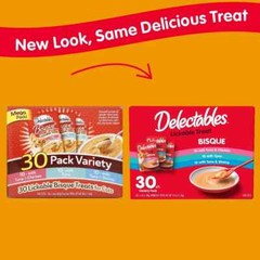 Hartz Delectables Bisque Lickable Wet Cat Treats Variety Pack, 30 Count 2 Pack