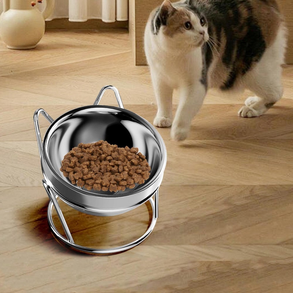Elevated Cat Bowl Tilted Dog Feeder Nonslip Ergonomic Design Neck Protection