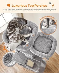 Elegant 81.1-Inch Cat Condo with 5 Levels, Perches, Caves, and Scratching Areas