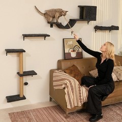 Cat Wall Shelves, Stable & Safe 4 in 1 Cat Furniture Set,16 Inch Drywall – Gray