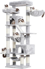 Cat Tree, 71-Inch-Tall Tower for Indoor Cats with 2 Perches, 2 Big Condos, 2 Ham