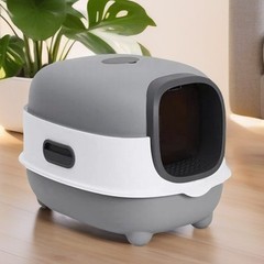 Fully Enclosed Plastic Cat Litter Box with Lid Extra Large Deep Litter Pan Tray