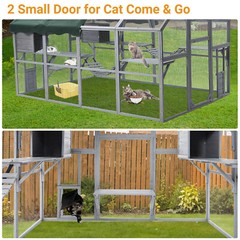 GRAVEE 3-Tier Outdoor Cat House Large Animal Enclosure Half Waterproof Portable