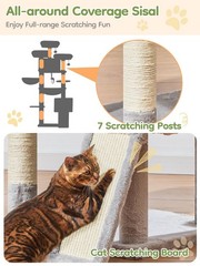 76-Inch Cat Tree XXL for Large Cats, Giant Cat Tower with Scratching Board, E…