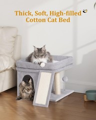 Aechonow Cat Tree Tower for Large Cat, L—14”Light Grey, Grey