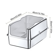 XL Stainless Steel Cat Litter Box with Lid Extra Large Litter Pan with High Side