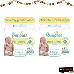 2P Pampers Sensitive Baby Wipes Unscented, 12 Pack, 1008 Total