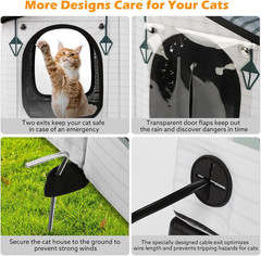 Weatherproof Heated Cat House for Outdoor Cats, Insulated Heating Cat House with