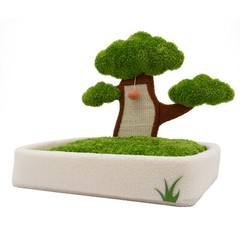 23.6” Green Tree Cat Bed Cat Cozy Condo with Scratching Post Padded Bed