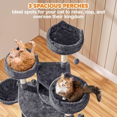 68.5in Cat Tree | for Large Cats | Multi-Level Cat Tower w/3 Wide Perches, Gray