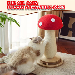 Cat Scratching Post – Red Mushroom with Interactive Turntable & Sisal Surface