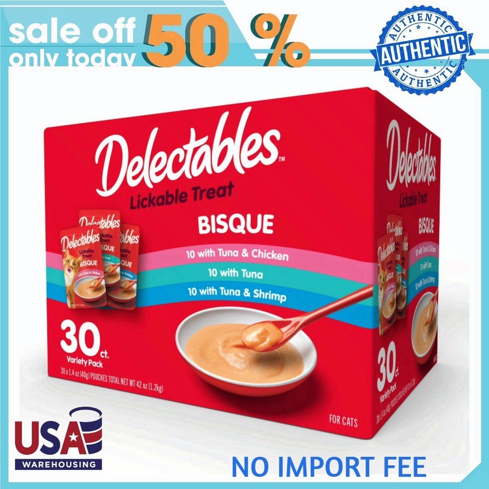 Hartz Delectables Bisque Lickable Wet Cat Treats Variety Pack, 30 Count