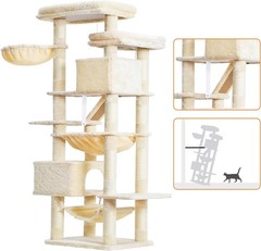 Cat Tree 71-Inch-Tall Tower Indoor Cats W/ 2 Perches 2 Big Condos 2 Hammocks