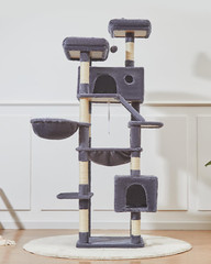 71-Inch Large Cat Tree for Large Cats, Plush Multi-Level Cat Condo with 8 Scratc