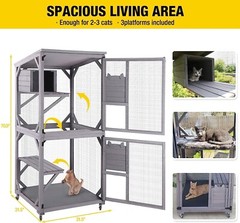 70.9″ Aivituvin Cat House Outdoor Catio Cat Enclosures on Wheels Kitty House