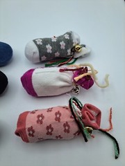6 Homemade Baby Sock Catnip Cat Toys with Organic Catnip & Bell (Colors Vary)