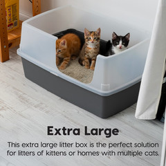IRIS USA XXL Open Top Side Entry Cat Litter Box High Sides Gray