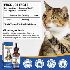 Taurine Supplement for Cats Liquid Drops – Supports Heart, Blue & White