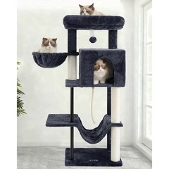 Durable Cat Tree Tower W/ Hanging Basket Sisal Rope & Cozy Condo Indoor Cats New