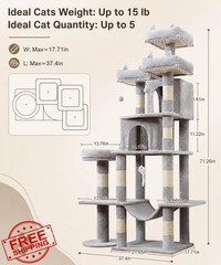 LIKISAK Cat Tree 71 Inch Grey