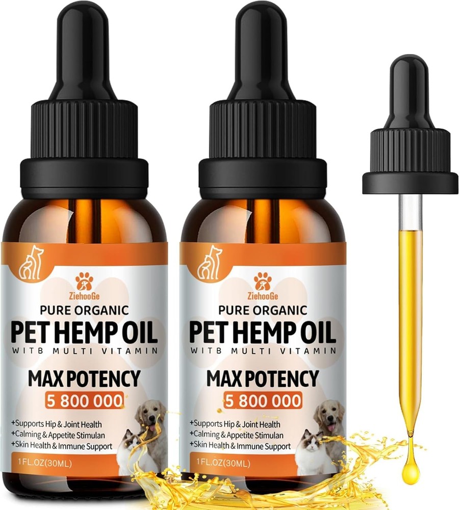 ziehooGe Неmp Oil for Dogs Cats (2-Pack), Organic Dog Anxiеty Relief & 2-Pack