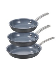 BLACK+DECKER 3-Piece Ceramic Hard Anodized Aluminum Skillet Set, Frying Pan Set