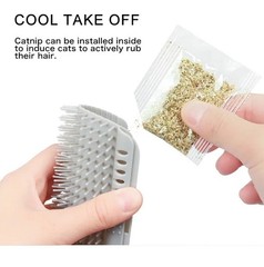 Cat Self Groomer Wall Brush Corner Face Scratcher Massage Comb Catnip Holder