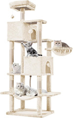 66 Inch Cat Tree Tower, Multi Level Cat Climbing Tower with Natural Sisal Scratc
