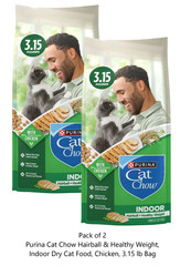(2 Pack) Purina Cat Chow Indoor Hairball & Healthy Dry Cat Food, 3.15 Lb Bag