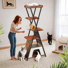 72.3 Wood Cat Tower with Removable Washable Cushions