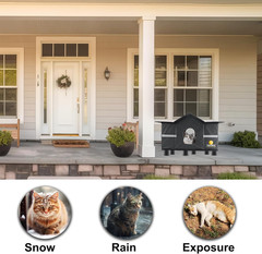 Outdoor Cat House – Weatherproof Large Cat Shelter for outside with Roof Window-