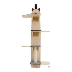 4-tier Door Hanging Cat Climber Cat Tree Tower Cat Head Pattern 150cm