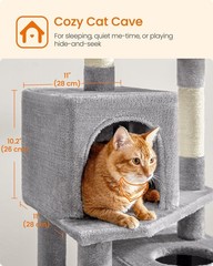 Cat Tree, 59.5-Inch Tall Cat Tower, Plush Multi-Level Condo with 5 Scratching…