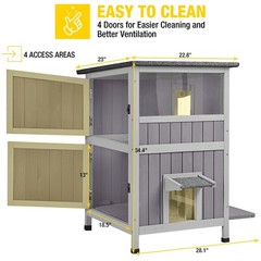 Aivituvin 2-Story Outdoor/Indoor Cat House – Solid Wood Kitty Condo with Esca…