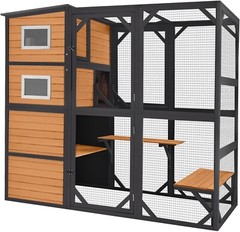 Aivituvin Large Cat Catio 4 Tiers Cat Enclosures House for Outdoor Indoor 70″ H