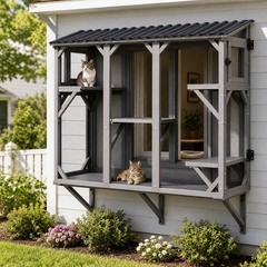 70″ Cat Catio Outdoor Enclosure Outside Patio Large Catio House UVResistant Roof
