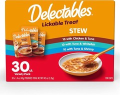 Hartz Delectables Stew Lickable Wet Cat Treats Variety Pack, 30 Count