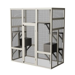 Large Outdoor Catio Wooden Cat House Enclosure with 5 Platform & 2 Resting Boxes