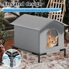 Outdoor Cat House Waterproof Foldable Elevated Shelter Bed Stray Cats Small Dogs